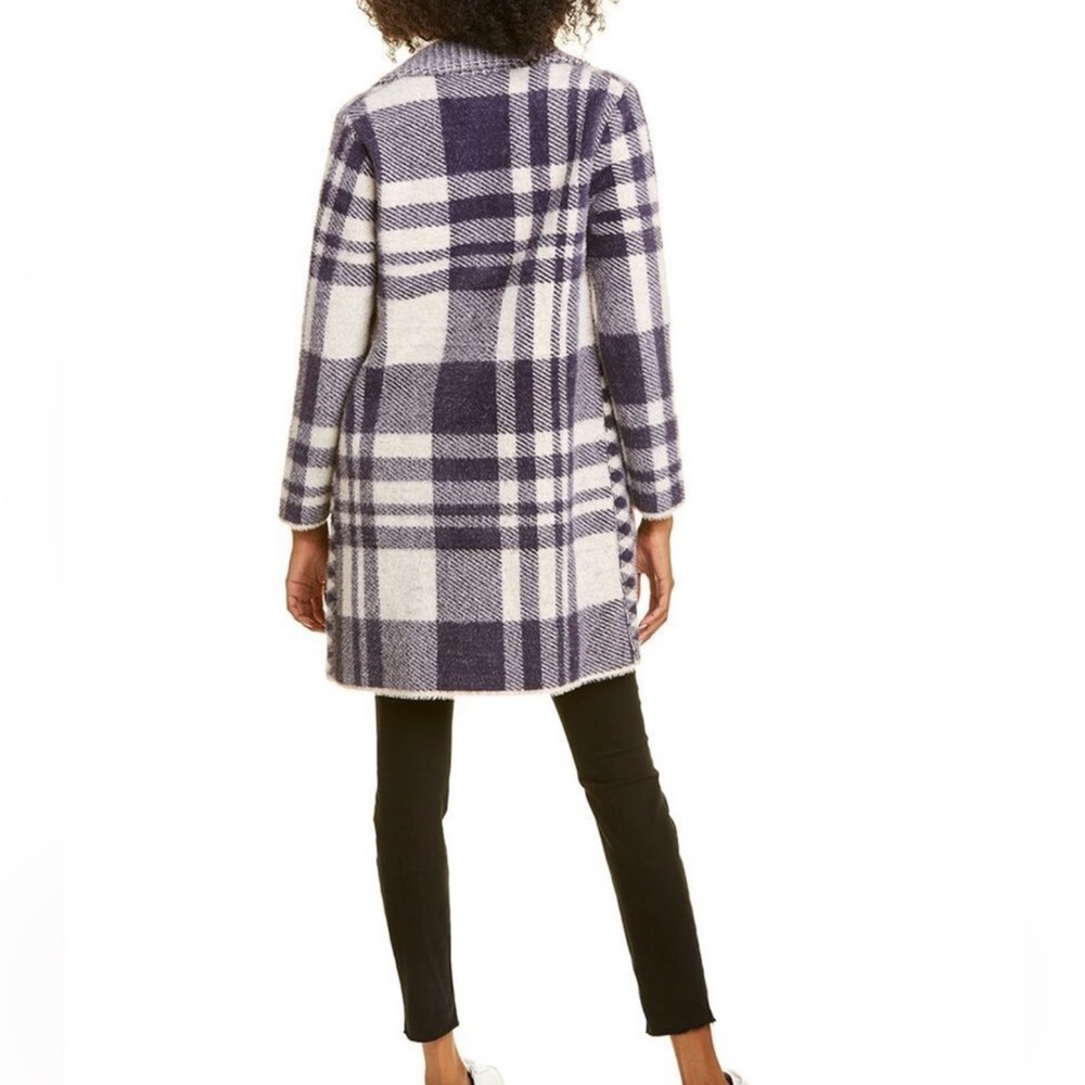 NWT NVLT CHECKERED PRINTED SOFT COATIGAN NAVY/WHITE WOMEN’S LARGE - Picture 4 of 16